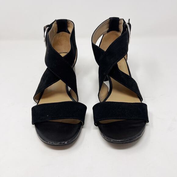 Naturalizer Womens 6.5 Black Faux Suede Alexa Strappy Sandal Chunky Block Heel - Picture 2 of 13